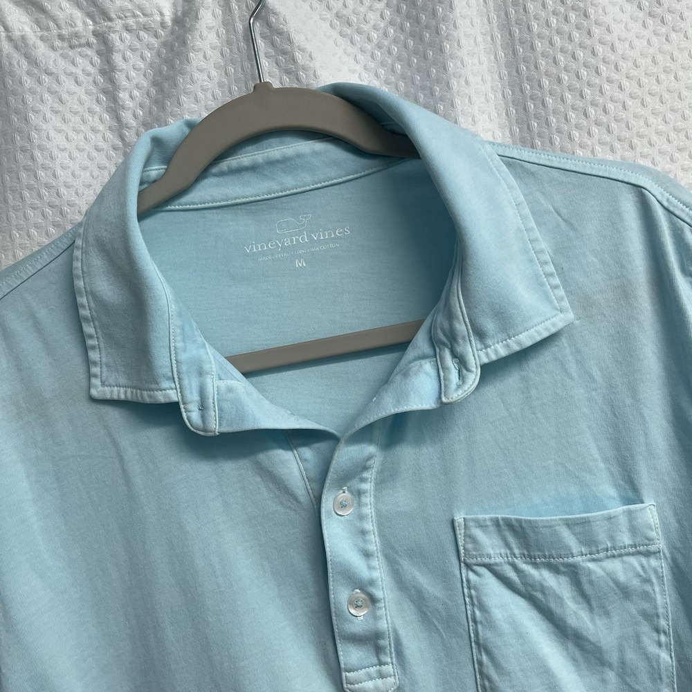 Vineyard Vines Men's Pima Cotton Aqua Blue Golf Polo Shirt Medium Classic Preppy